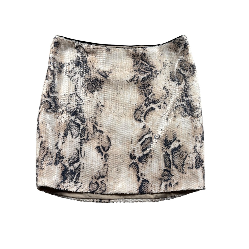 VTG Bebe Mini Skirt Y2K Women XS Snake Print Boho Sequin Animal Print Party Glam